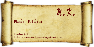Maár Klára névjegykártya